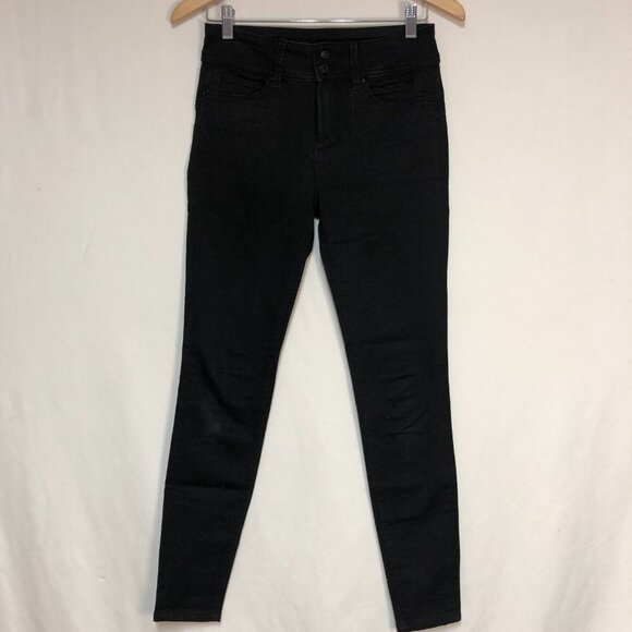 Bootlegger Black Push Up High Rise Double Button Skinny Jeans Size 26 - Picture 2 of 13
